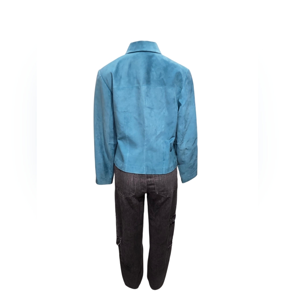 SienastudioTeal Suede Leather Women's Jacket Size 6 - Picture 2 of 11